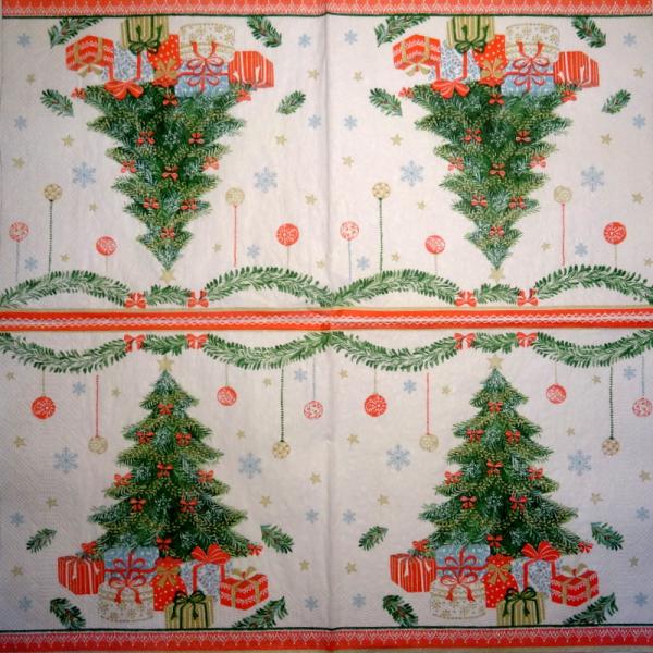 195 Weihnachten Blumen - 3-lagig (rot) - Ihr